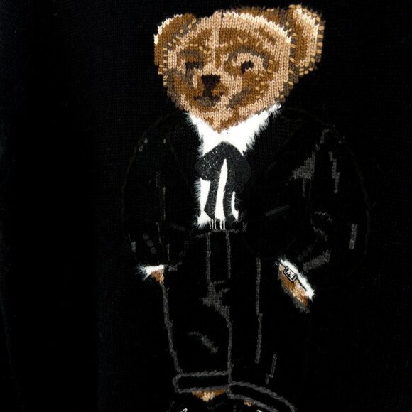 Polo Ralph Lauren Bear Cub Series Black Women's Wool Sweater - Picture 8 of 8